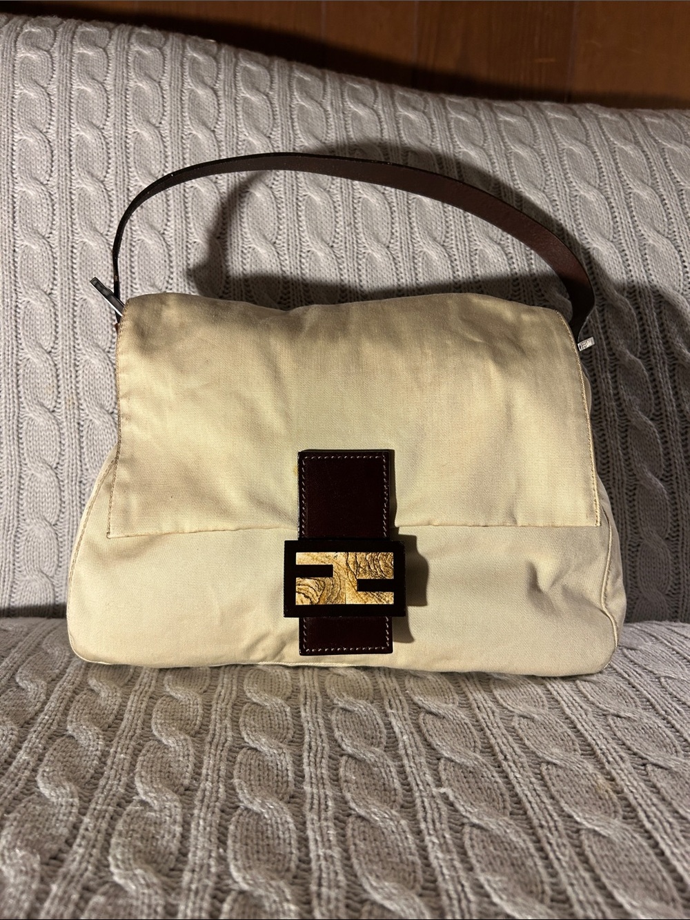 Fendi Mama Baguette Cream Canvas